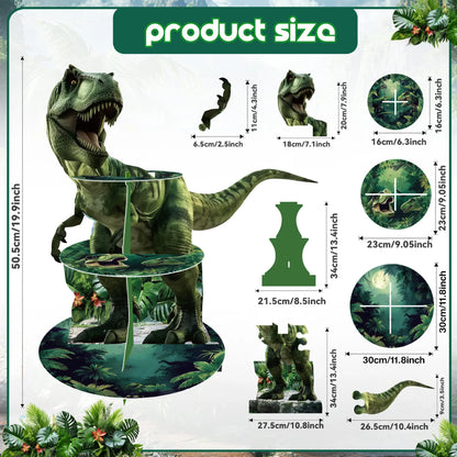 3-Tier Dinosaur Cupcake Stand Kids Boy Favor Birthday Dinosaur Party Decorations Jungle Dinosaur Dessert Tower Party Cake Stand